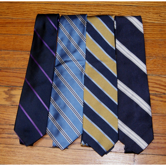 VTG Lot of 4 Brooks Brothers Striped Irregular Ties Neck Tie USA Made 100% Silk